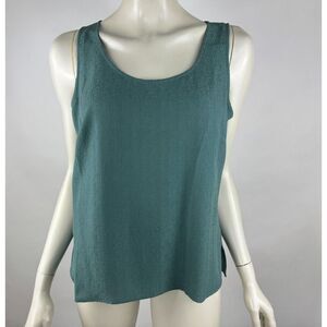 Citron Santa Monica Washable Textured Silk Tank Top Women M EUC Sleeveless Green